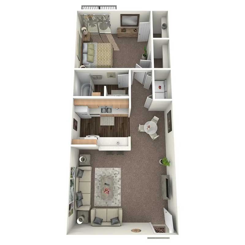 Floor plan layout for 1 Bed
