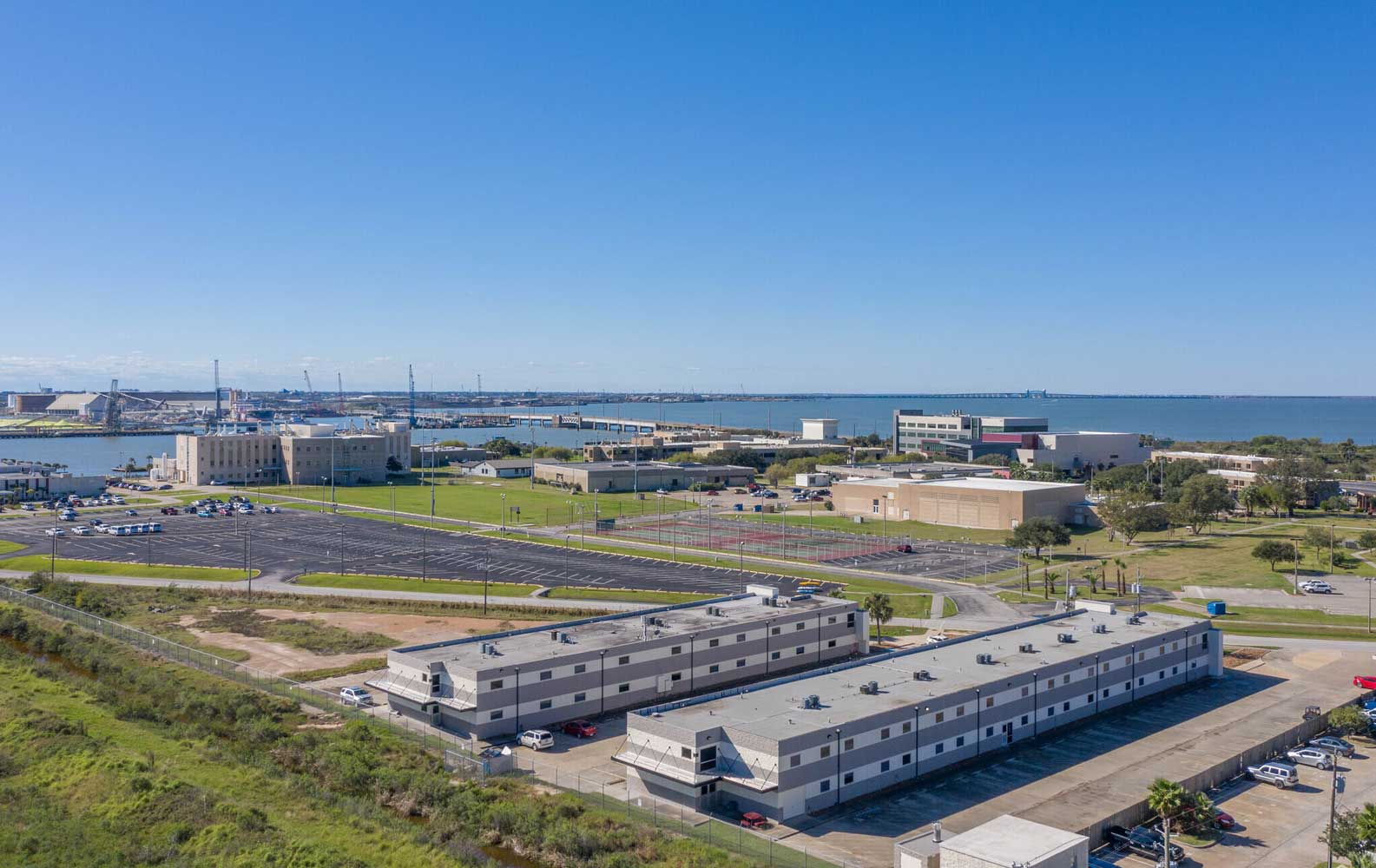 Aerial View  of Pelican Shores Apartments in Galveston, Texas
