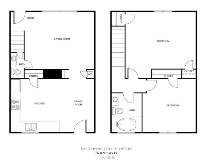 Floorplan - 2 BR Townhouse image