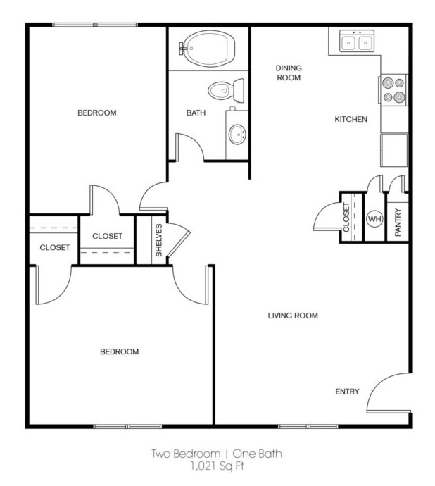 Floorplan - 2 BR image