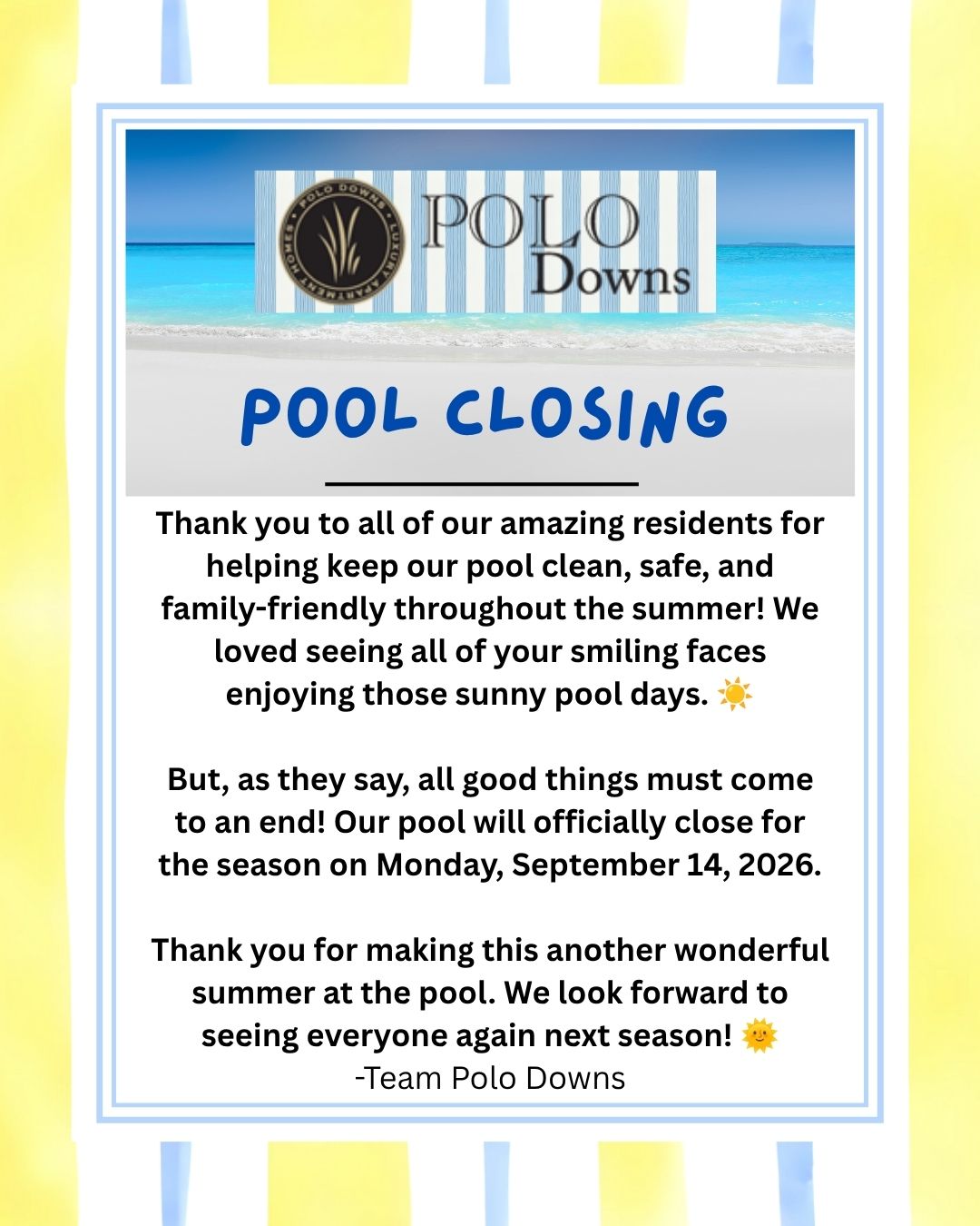 Image for Polo Downs Pool Closing