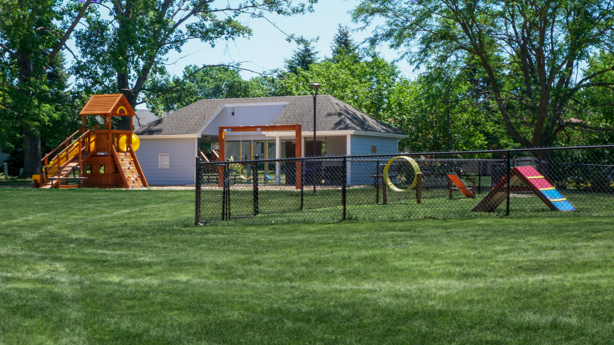 Dog Park and Children's Playground at Prairie West in North Ames, IA