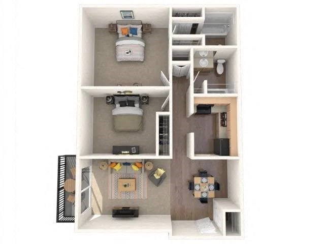 Floor plan layout for 2 Beds