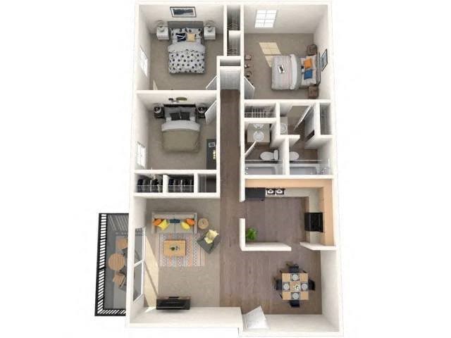 Floor plan layout for 3 Beds