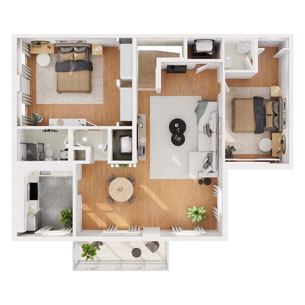 Floor plan layout for Two Bedroom One and a Half Bath