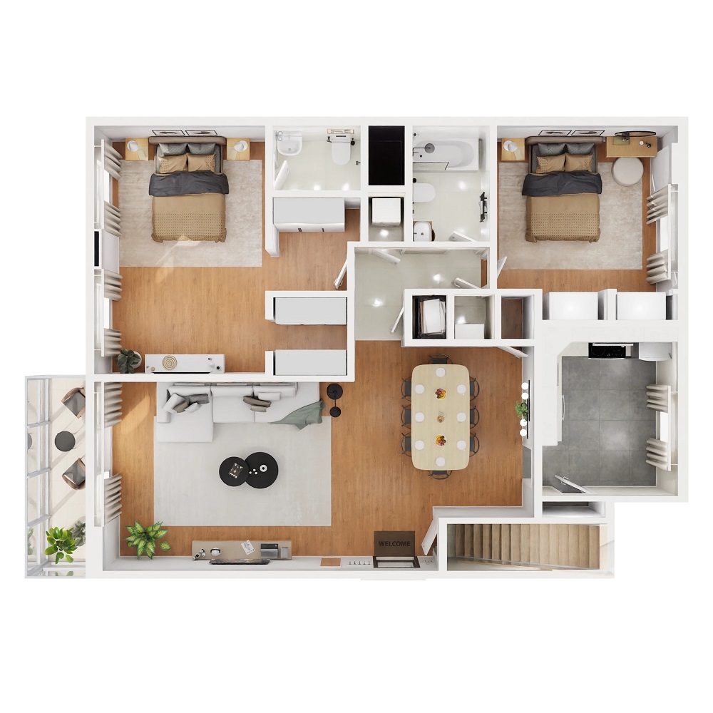 Floor plan layout for Two Bedroom with Basement