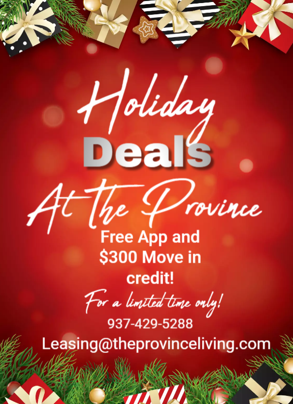 Holiday Deals at The Province! Free Application and $300 Move-in credit for a limited time only!