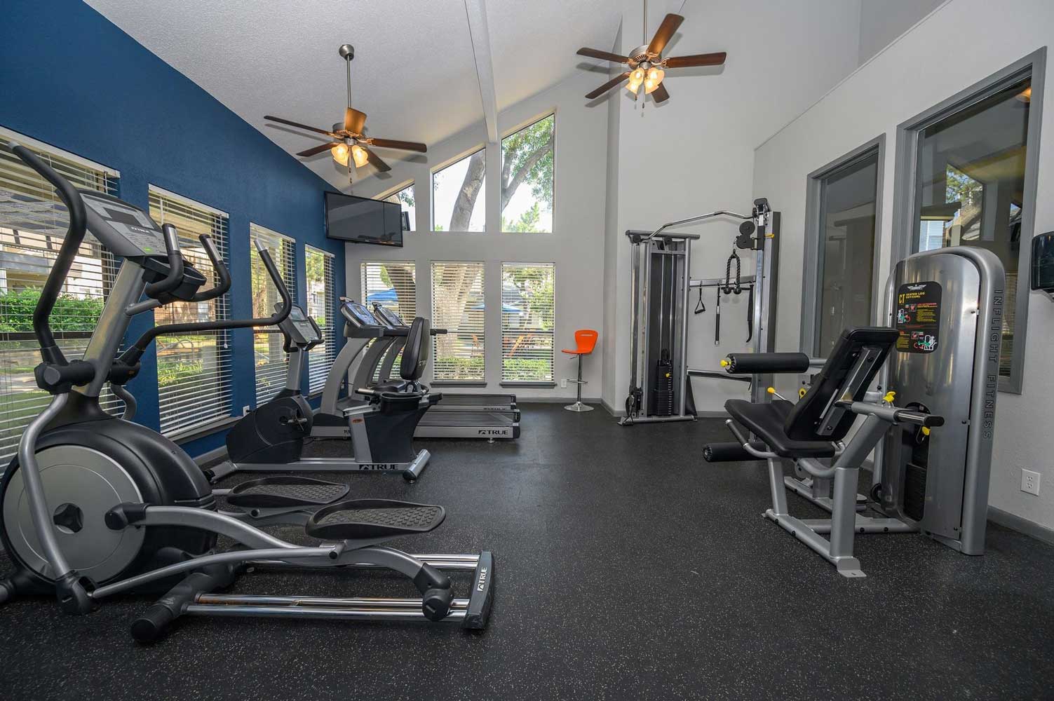Upgraded Fitness Center at Ridgeview Place Apartments in Irving, TX