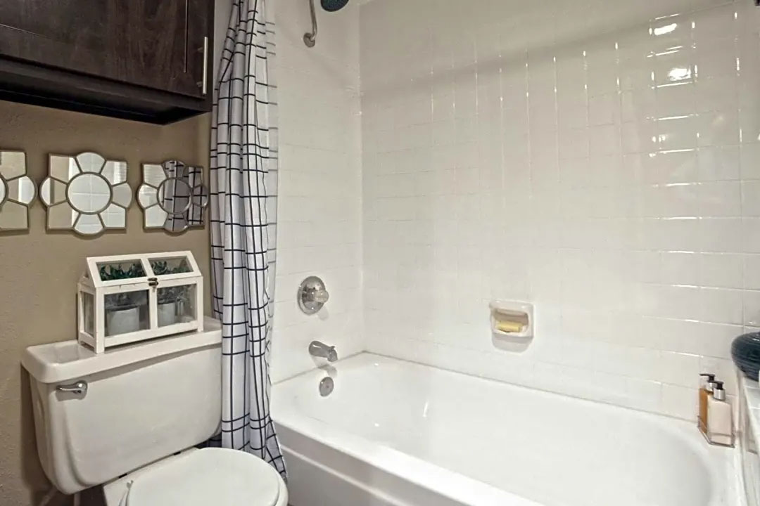 Shower and Tub Combination at Ridgeview Place Apartments in Irving, TX