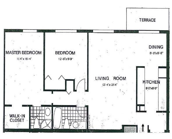 Floorplan - B1, 2 Beds, 2 Baths, 900 square feet