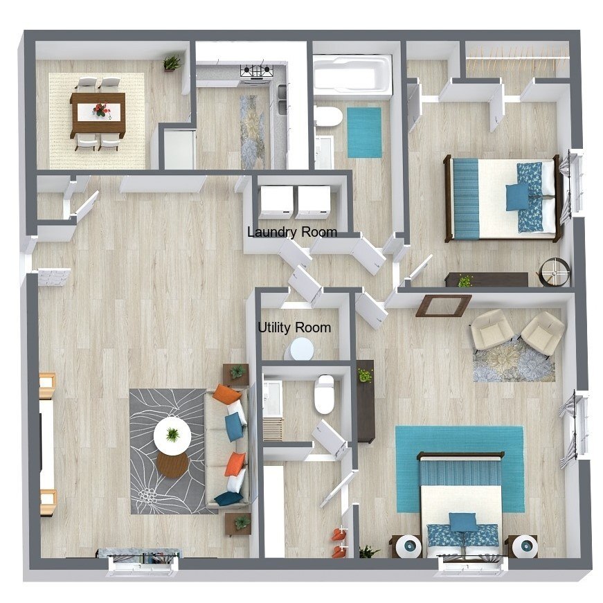 Riviera Apartments - Floorplan - Two Bedrooms 
