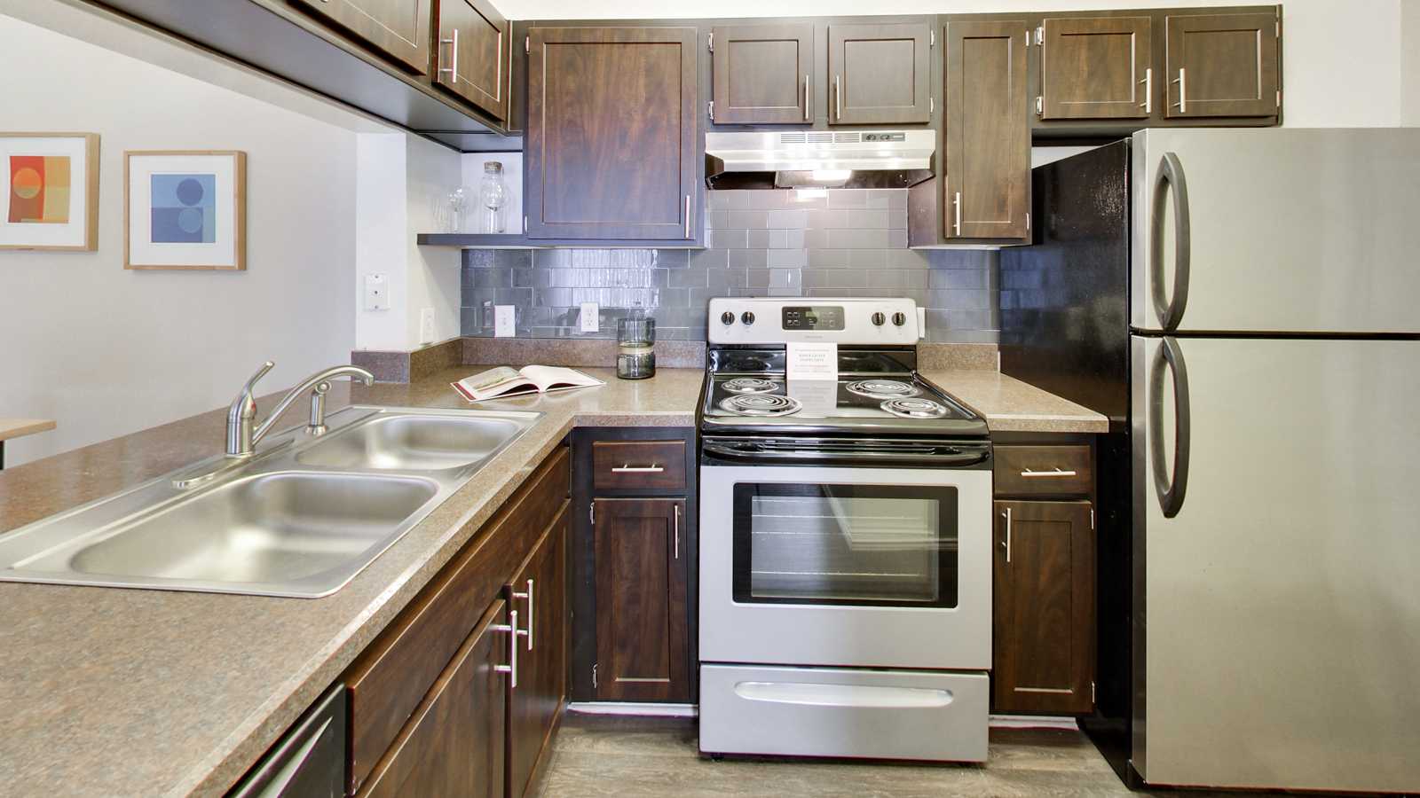 Kitchen with Stainless Steel Appliances at River Oaks in Columbus, OH