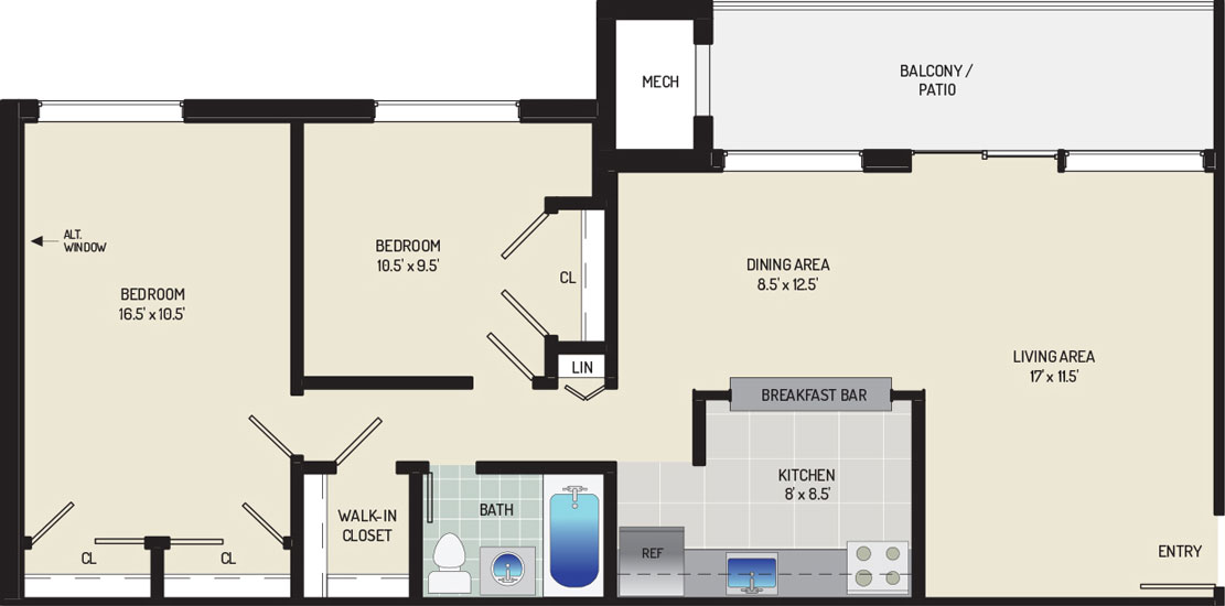 Riverside Plaza Apartments - Apartment 256265-304-D2