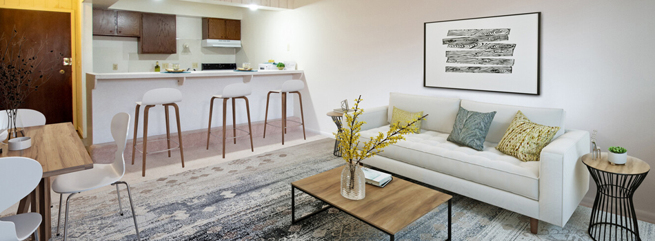 Stylish Living Room & Kitchen Interior