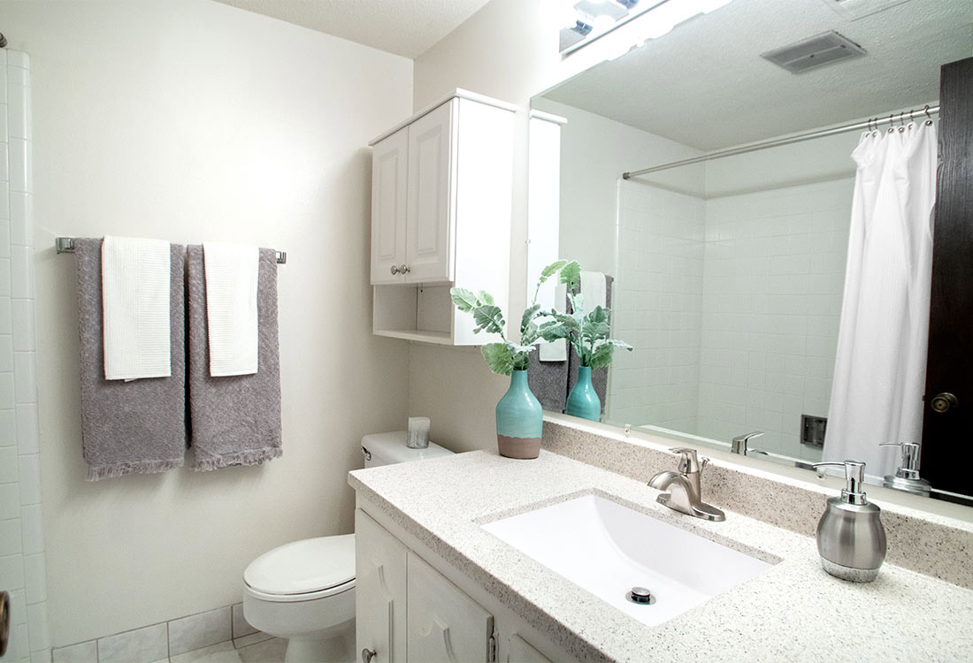 Refined Bathrooms at Pinehill Park Apartments in Bellevue, Nebraska