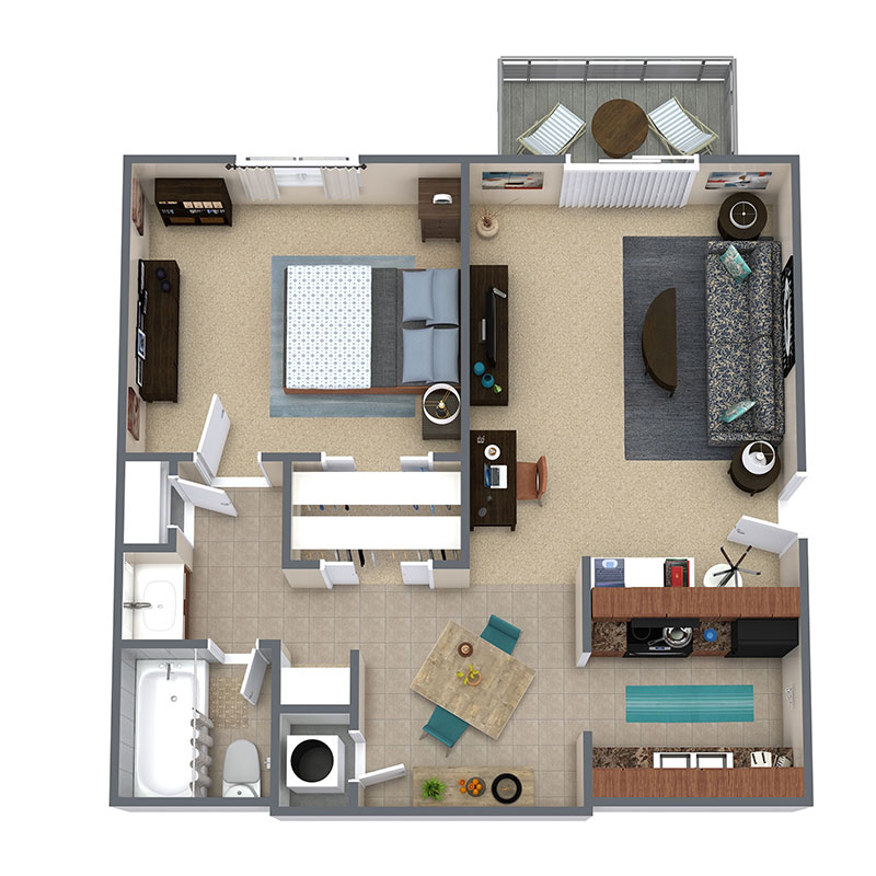 Royalwood Apartments - Floorplan - 1BR