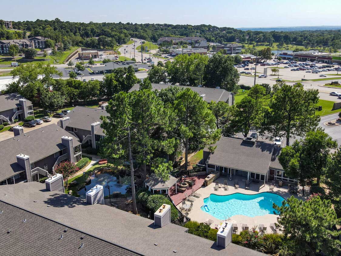 Aerial View of Property at Rustic Woods Apartments in Tulsa, Oklahoma
