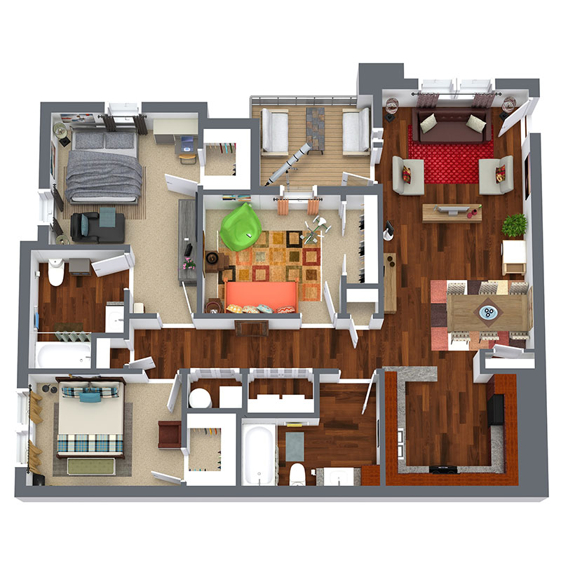 Floorplan - 3 Bedroom - Affordable image