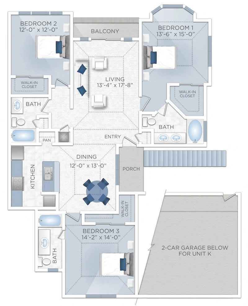 Floor plan layout for Malaga (Apartment K)