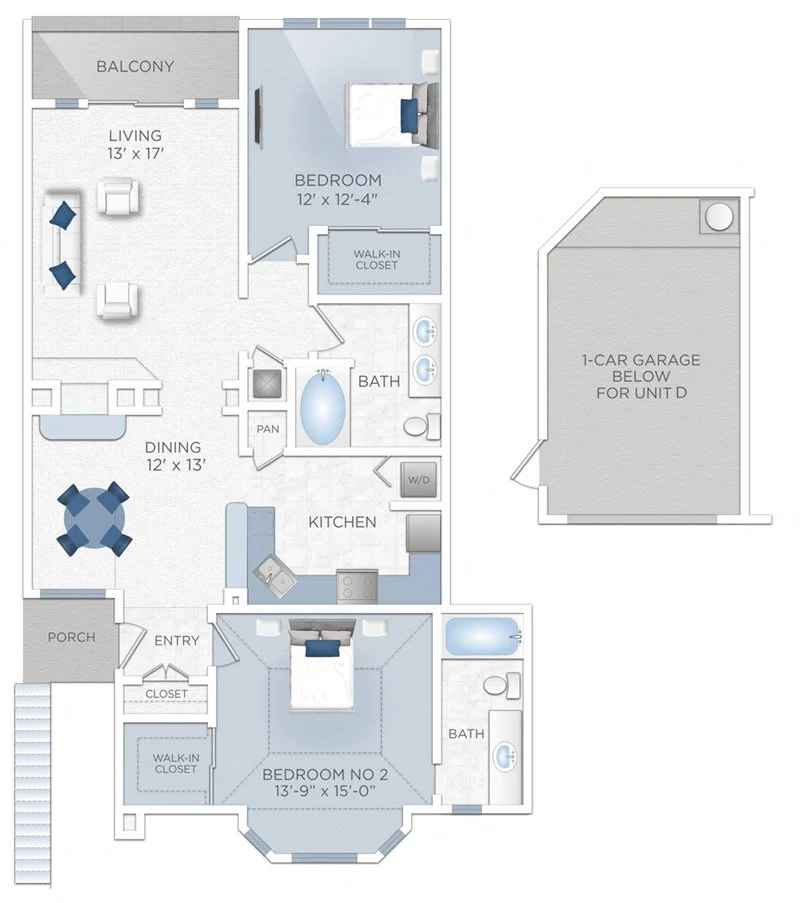 Floor plan layout for Valencia (Unit D)