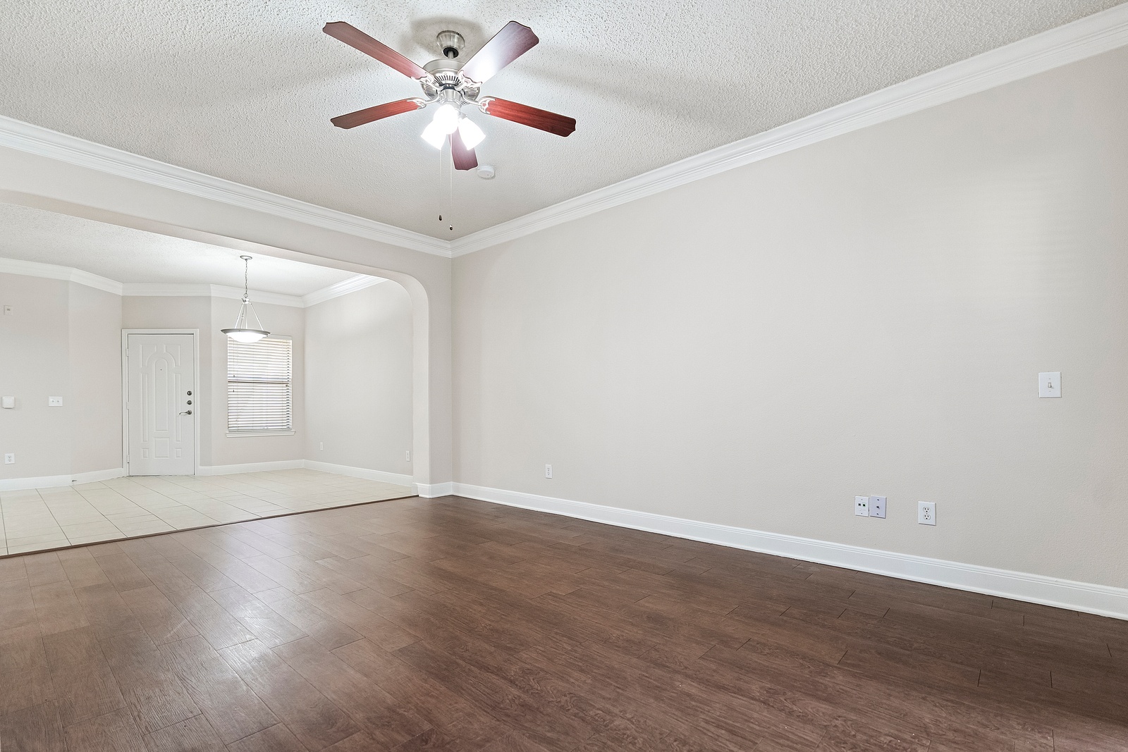 Spacious Living Room with Wood-Style Flooring