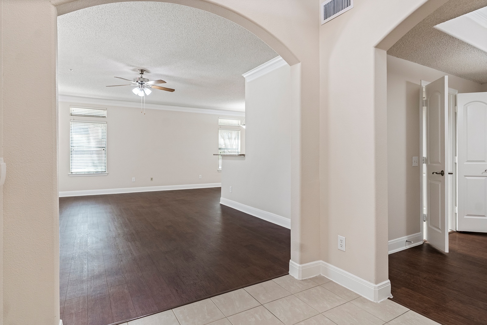 Open Concept Living Room with Wood Flooring