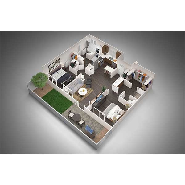 Floor plan layout for 2 BR