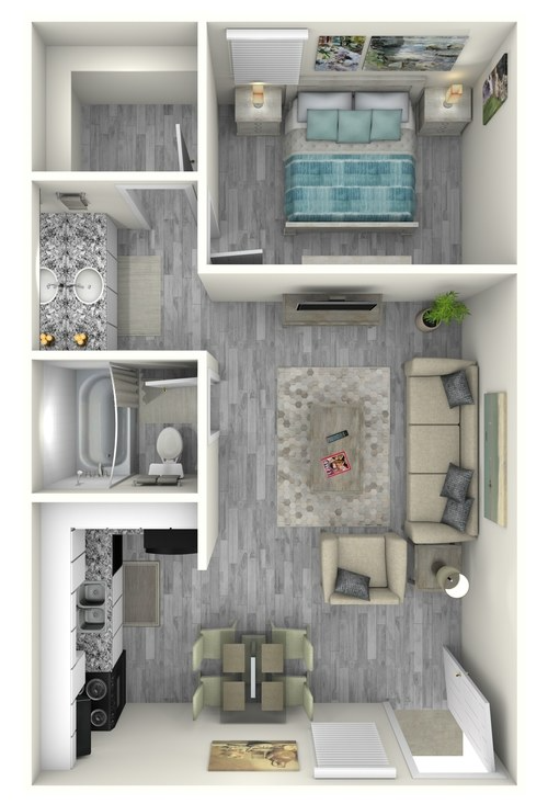 Floorplan - A1  1 Bed 1 Bath 499