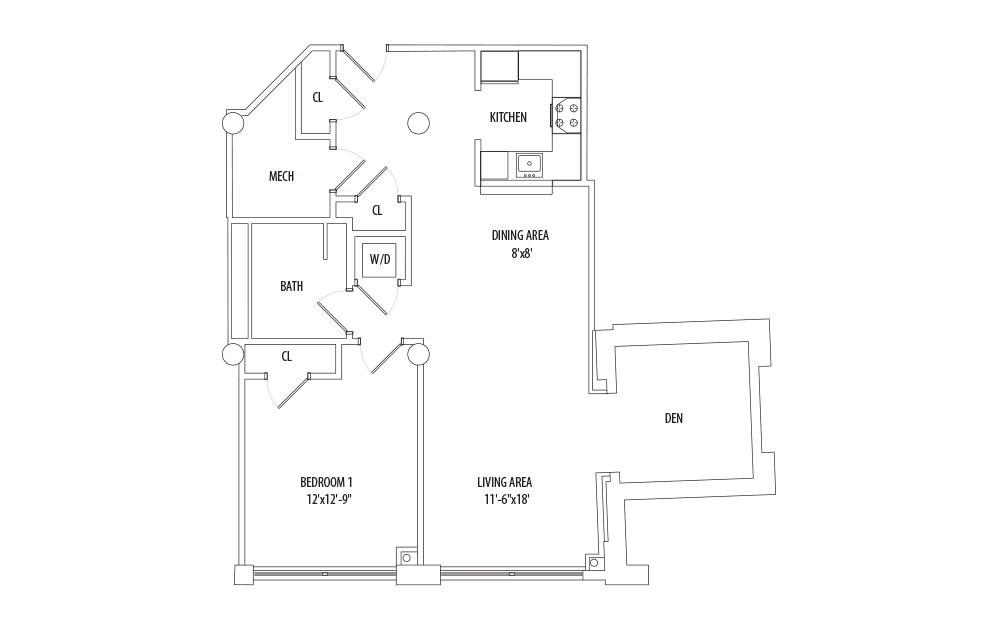 Informative Picture of 1 Bedroom w/ Den