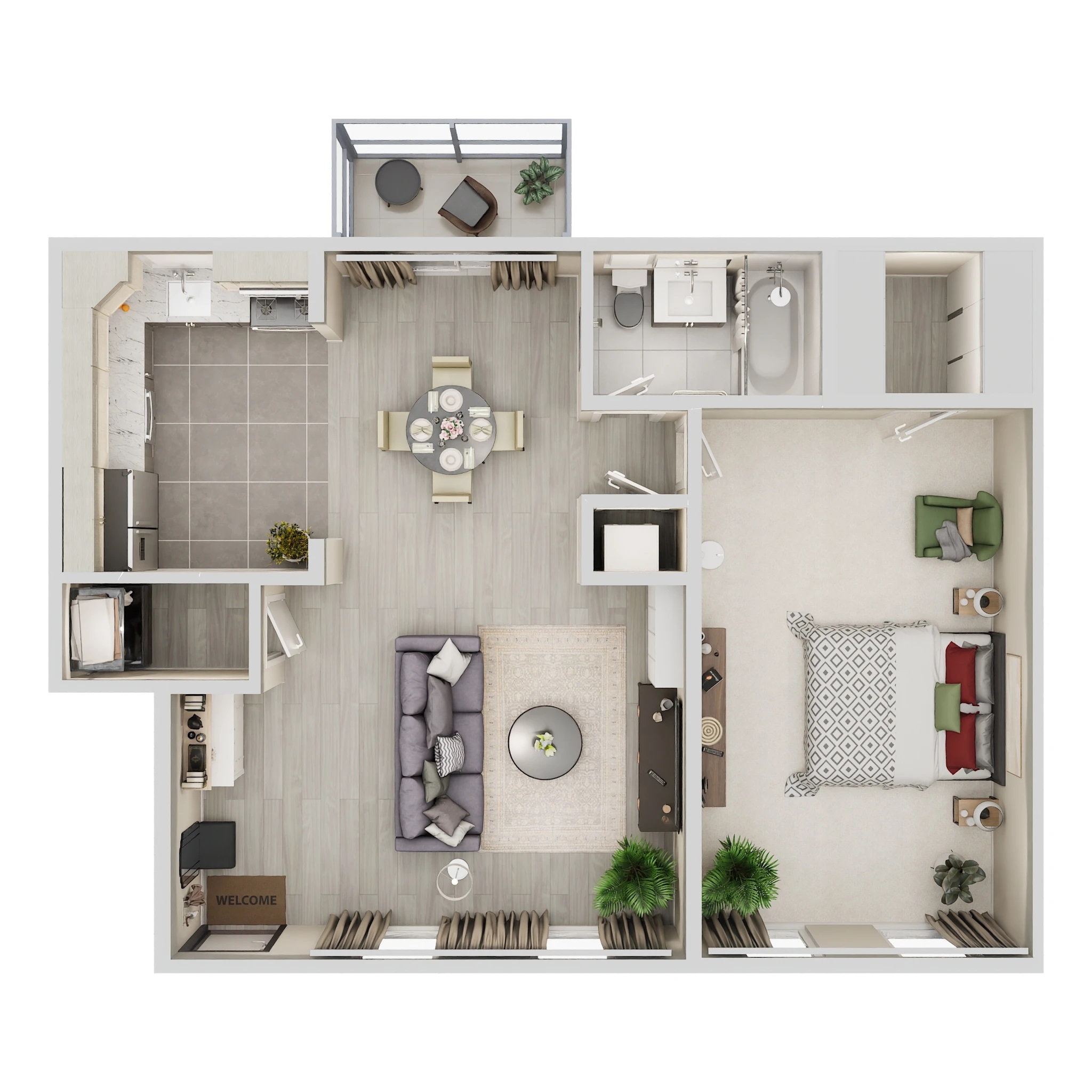 Floorplan - 1Bed, 1 Bed, 1 Bath, 785 square feet