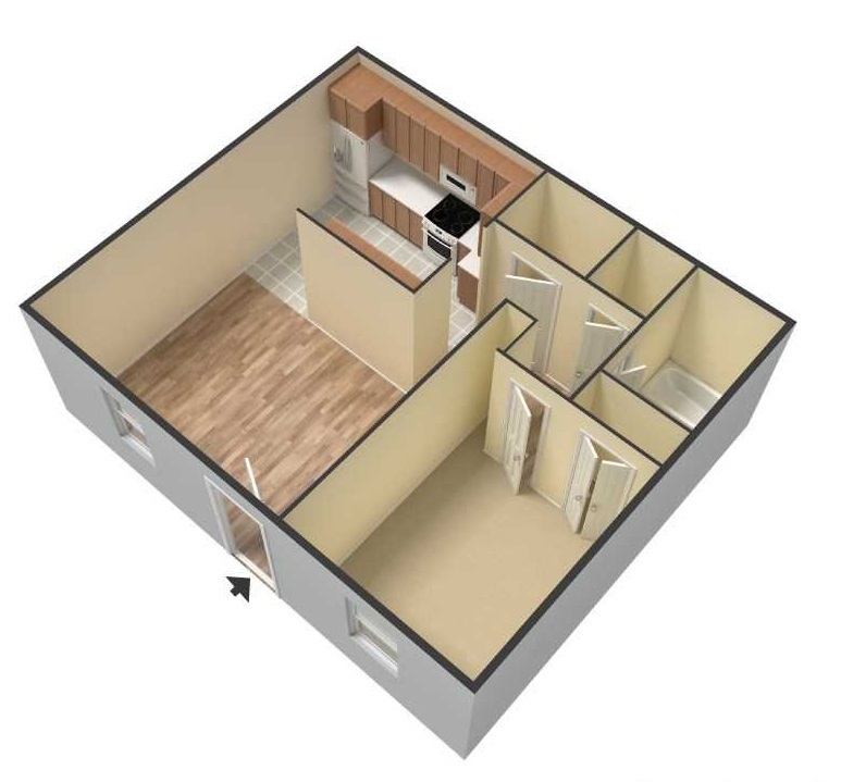 South Creekside Apartments - Floorplan - 1BR