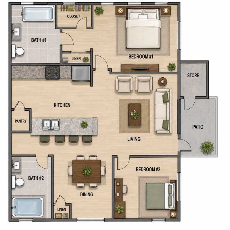 Floor plan layout for B2