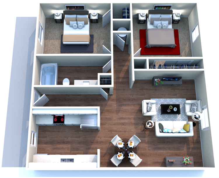 Spanish Oaks Apartments - Floorplan - 2 BR