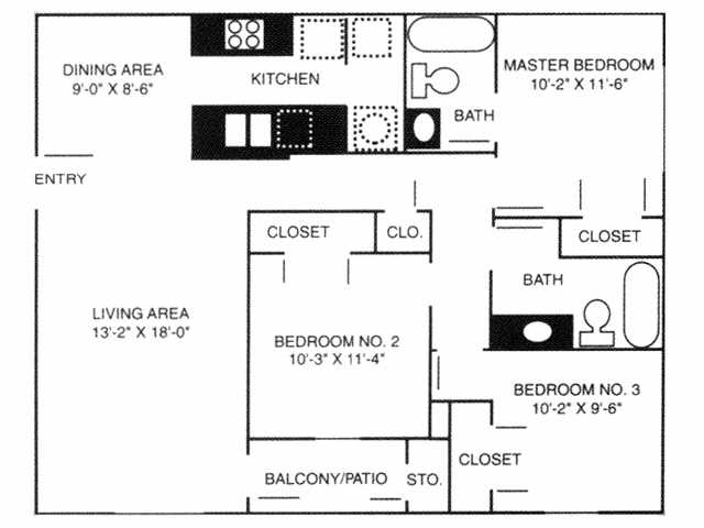 Stonebrook Village Apartments - Floorplan - 3B