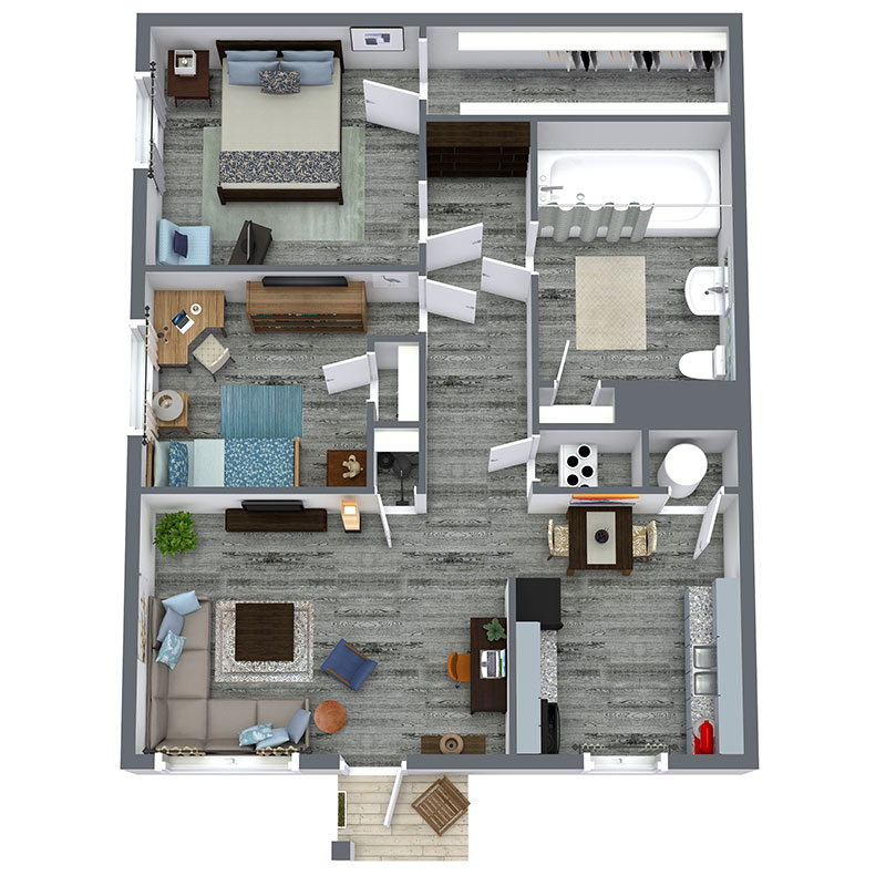 Floorplan - 2 Beds image