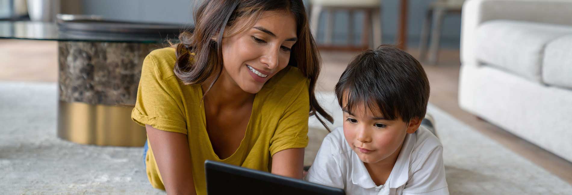 Mom and Son looking at Computer