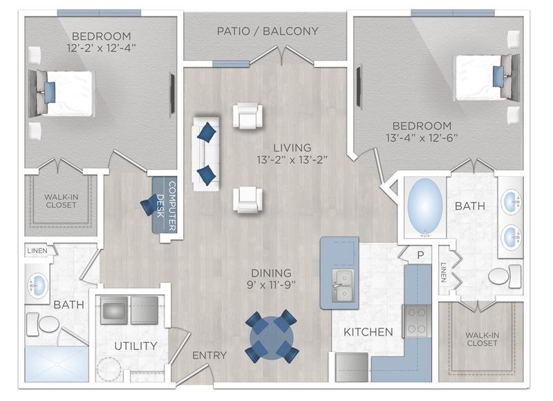 Floor plan layout for B2