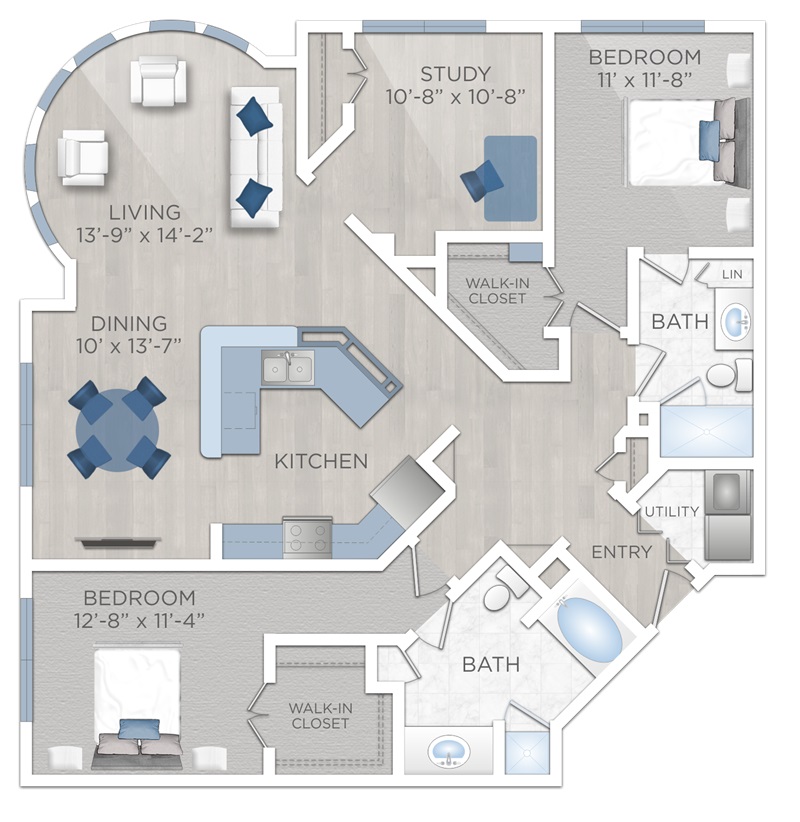 Floor plan layout for B4 (With Study)