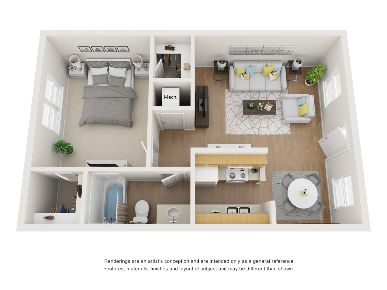The Colonial  - Floorplan - 1 Bed