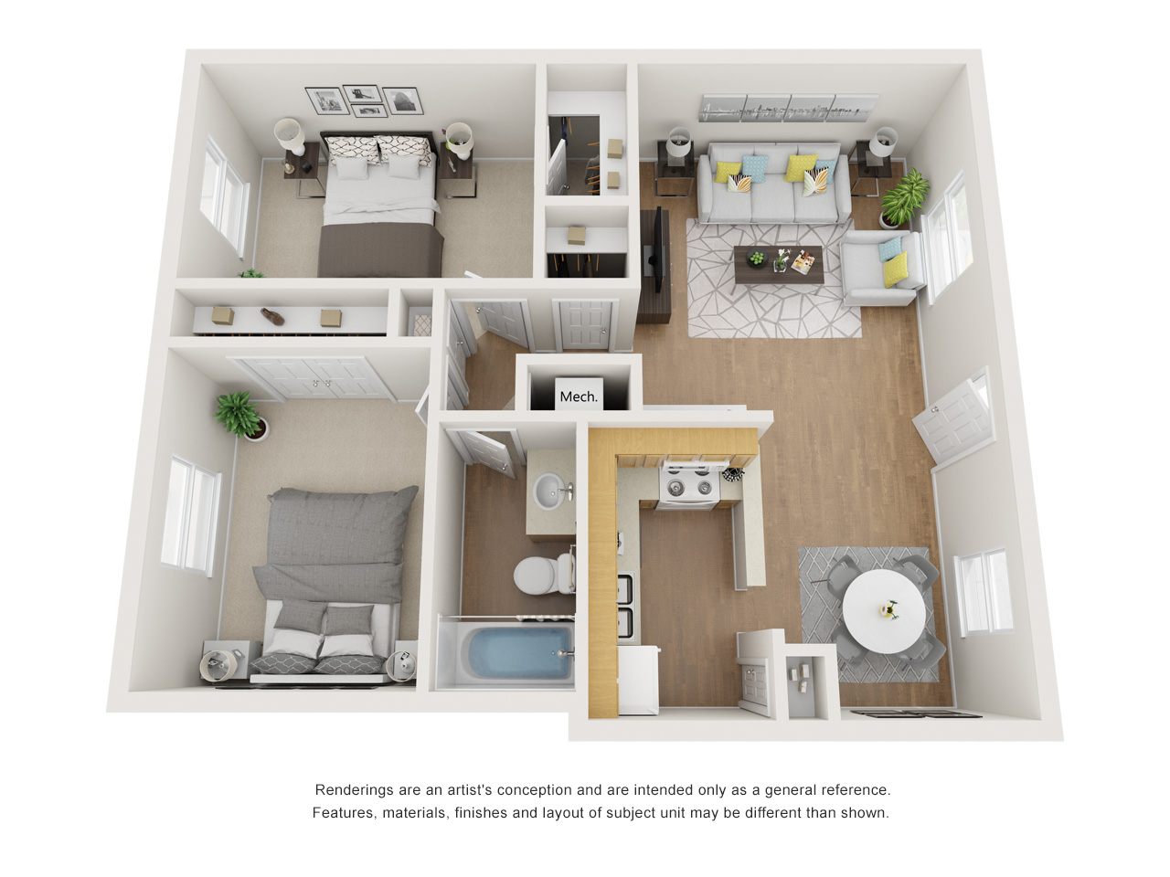 The Colonial  - Floorplan - 2 Beds