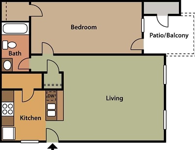 Floorplan - One Bedroom A image
