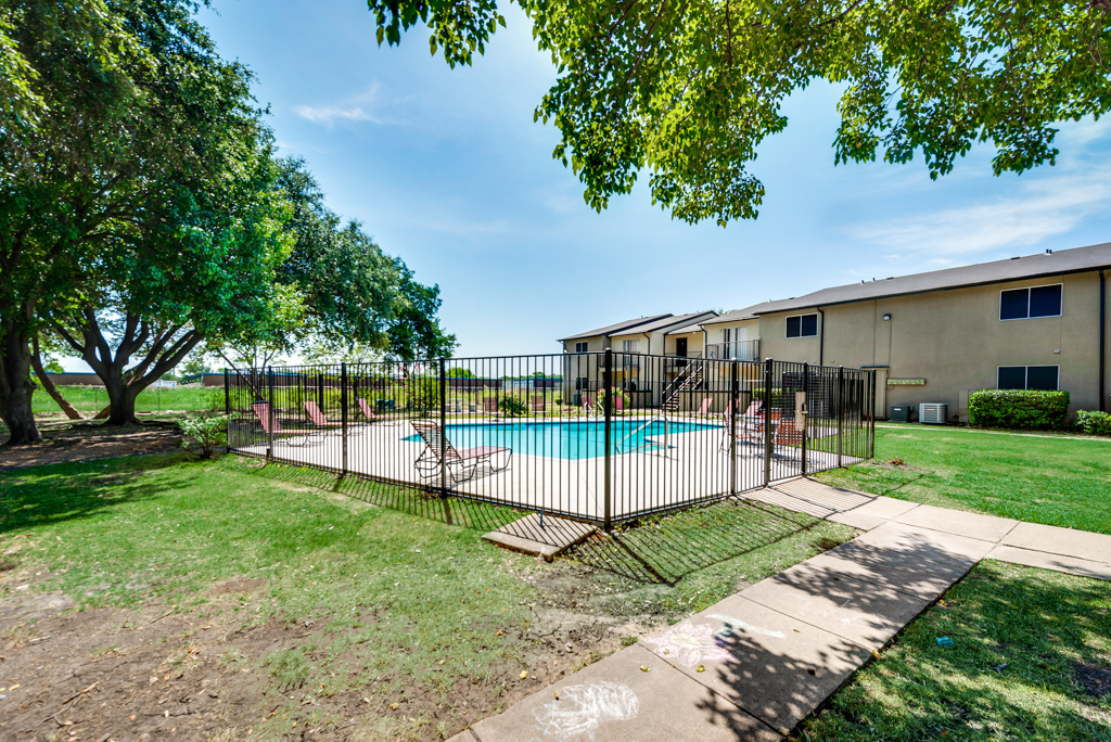 Gated-Swimming Pool Area at The Watermark Apartments in Mesquite, TX