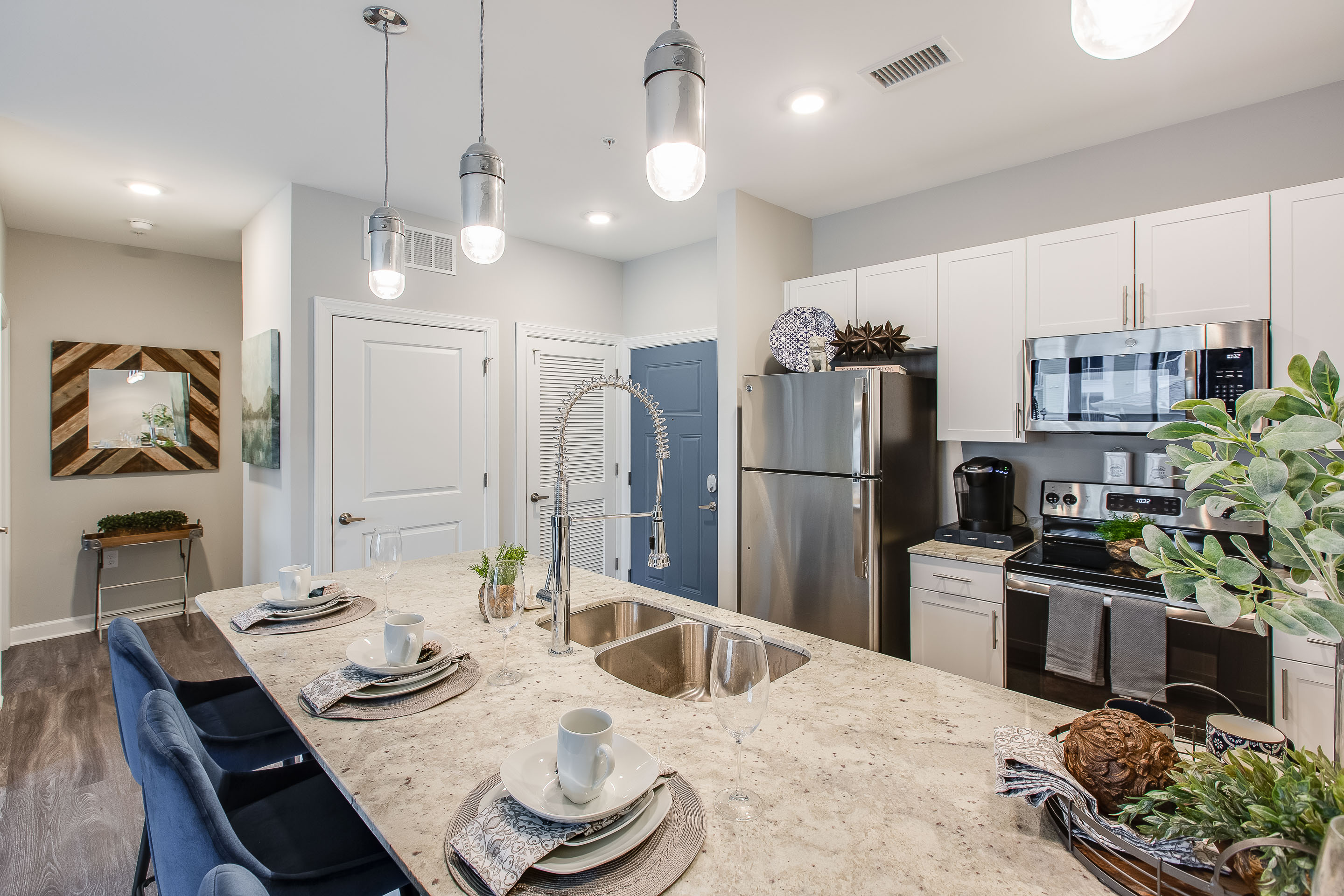 Kitchen with Stainless Steel Appliances at The Westport Apartments