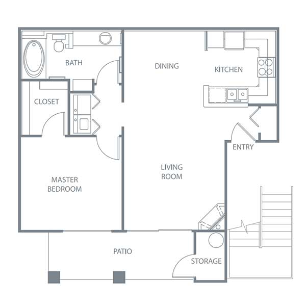 Timberline Place - Floorplan - One Bedroom