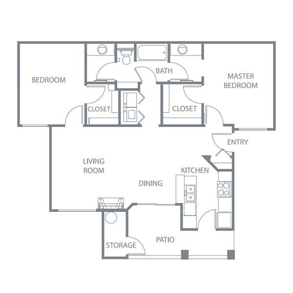 Timberline Place - Floorplan - Two Bedroom