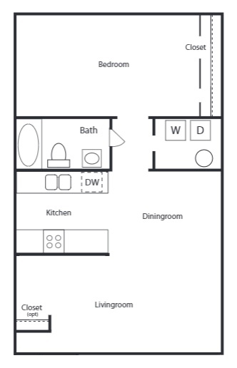 Floorplan - 1 Bedroom/1 Bath | 1A image
