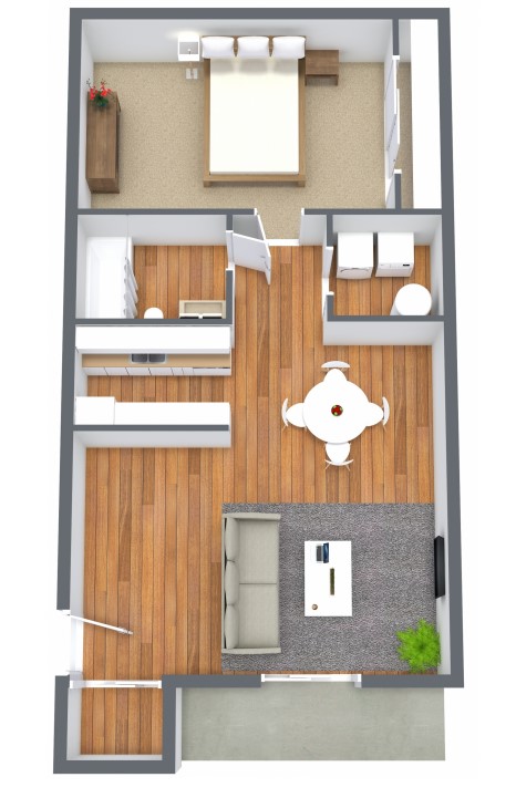 Floor plan layout for 1 Bedroom/1 Bath | 1B
