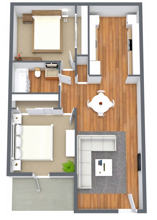 Informative Picture of 2 Bedroom/1 Bath | 2A