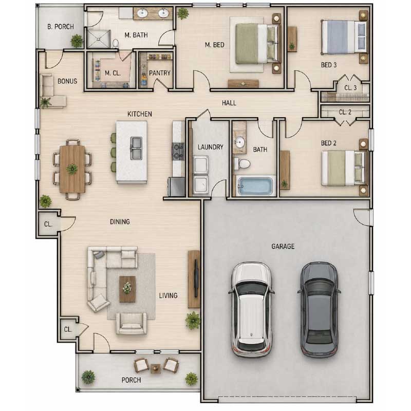 Floor plan layout for B3