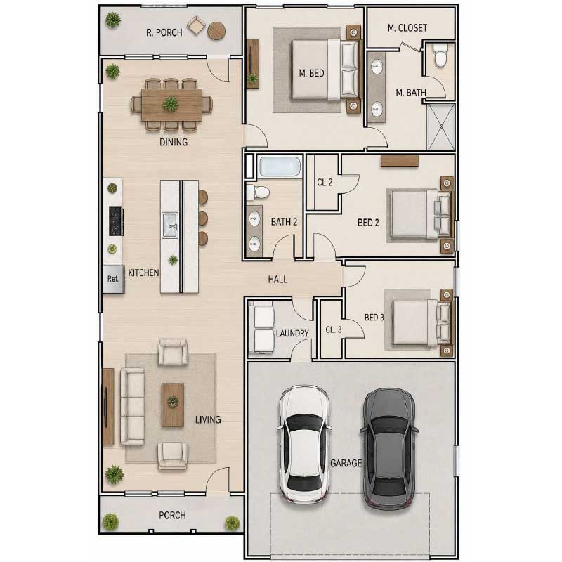 Floor plan layout for B3X